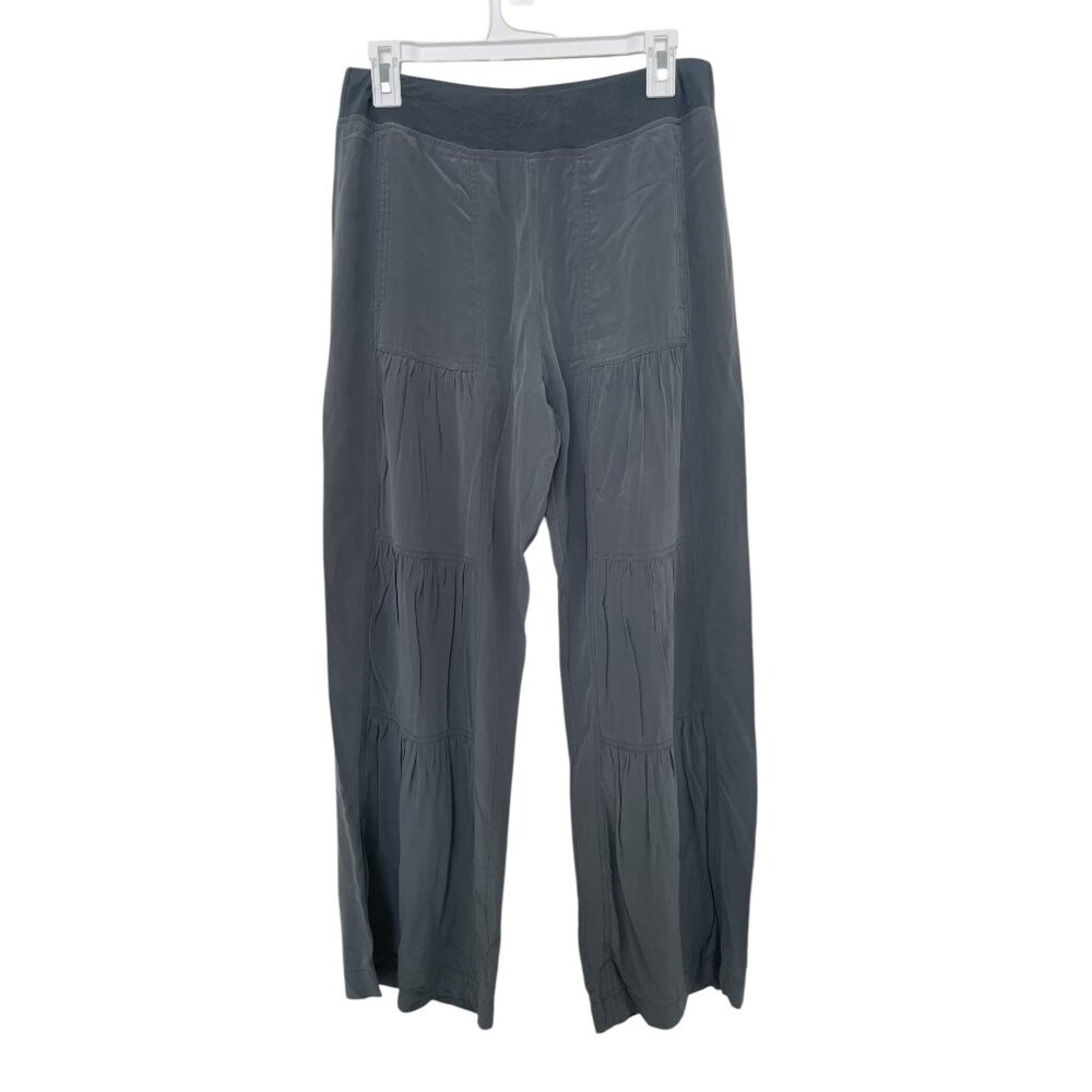 Soft Surroundings Grey Tiered Silk Grey Trouser Pants